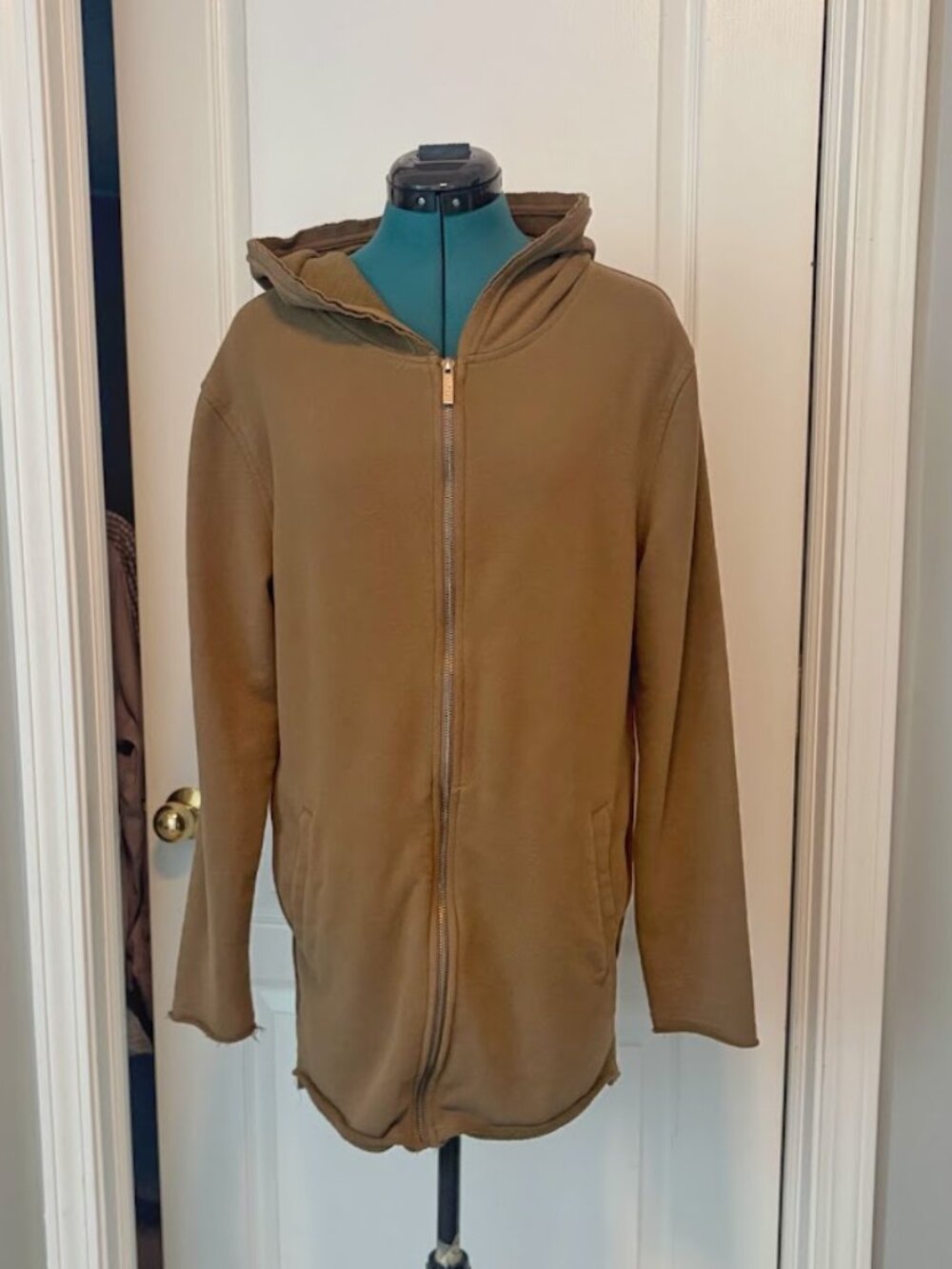 Vitaly Long Zip Fitted Hoodie Pocket Full Zip Athleisure Sweatshirt Jacket